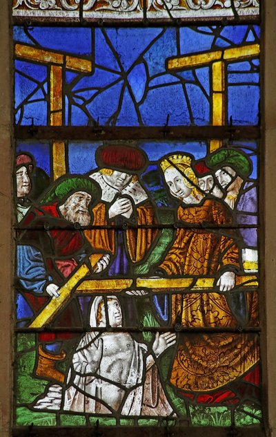 Window depicting the legend of the Cross: the authentication of the Cross by French School